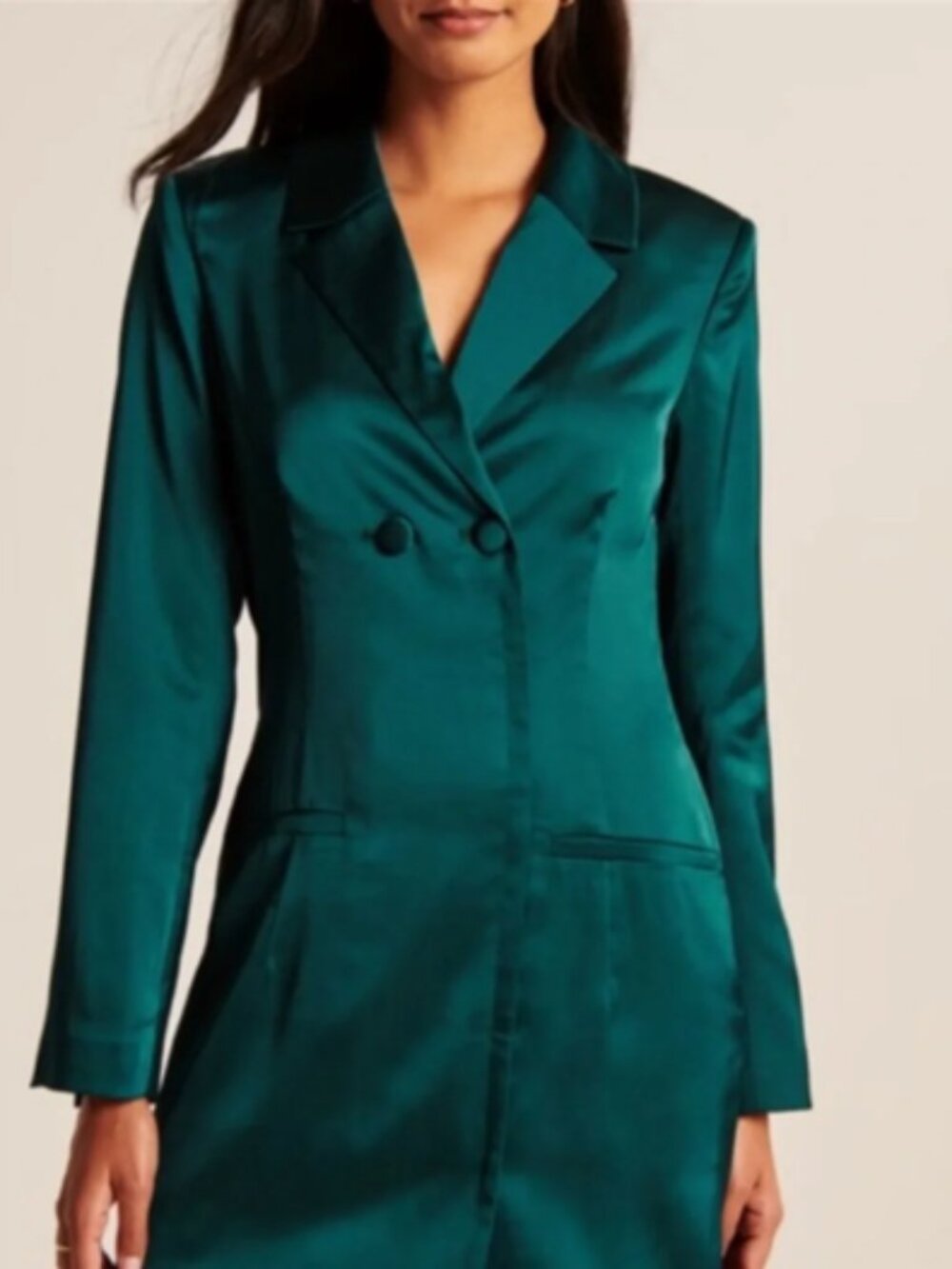 Abercrombie & Fitch Green Blazer Satin Mini Dress